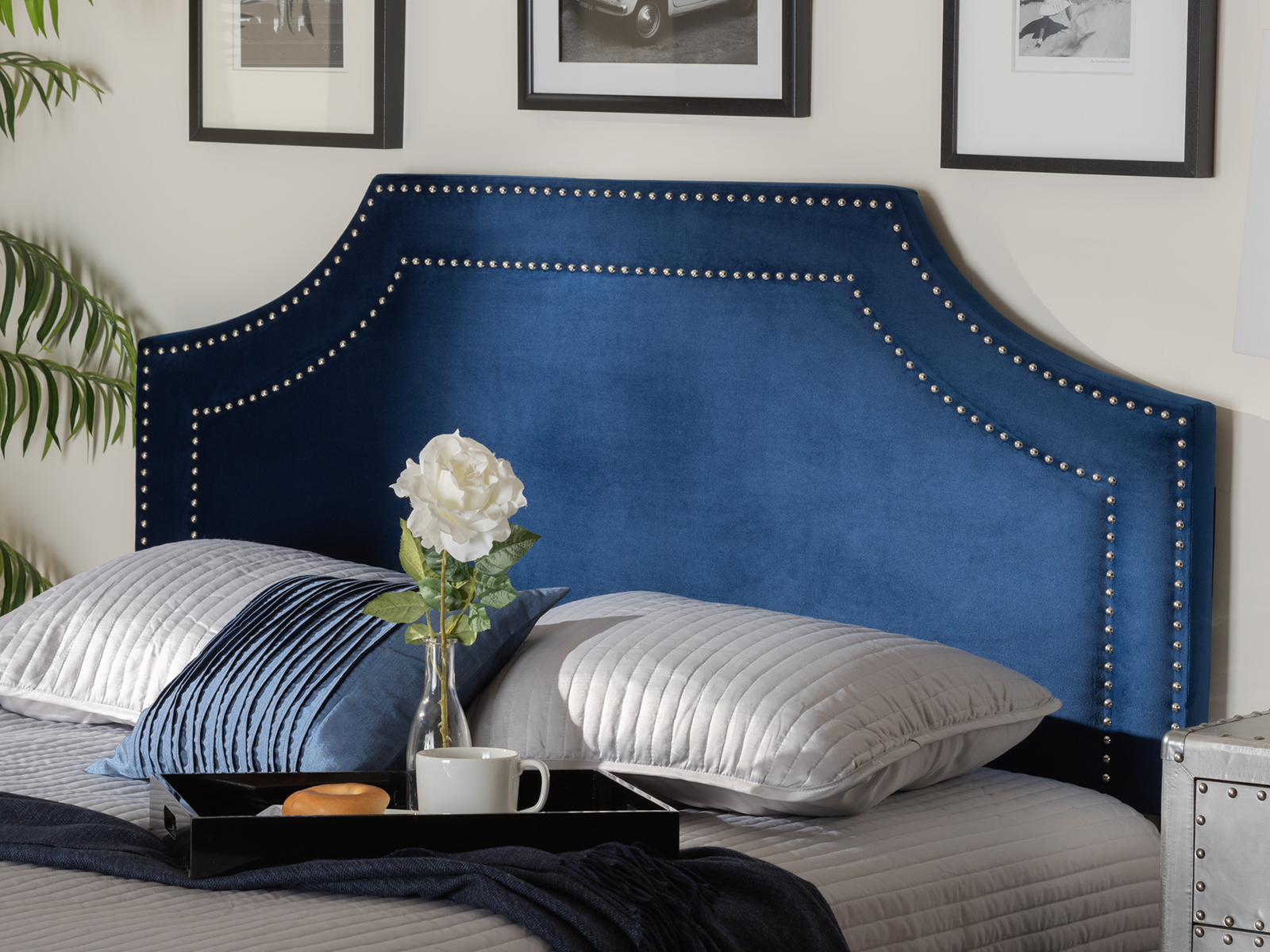 Baxton Upholstered Headboard | Full | Avignon Velvet | Blue
